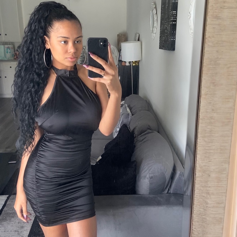 Black satin dress